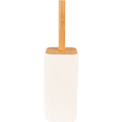 Afbeelding van Clayre &amp; Eef WC Borstel 9x9x34 cm Wit Bruin Keramiek Vierkant
