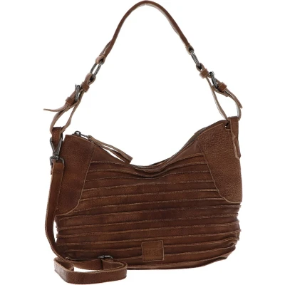 Afbeelding van FREDsBRUDER Leren Schoudertas Riffel Fectors Midi Hobo Bag Iced Coffee Bruine