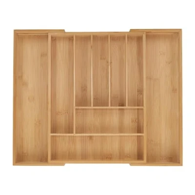 Afbeelding van bestekbak uitschuifbaar 7 9 vakken 5 x 32,5 53,5 43 cm bamboe