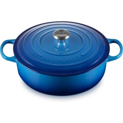 Afbeelding van Le Creuset Lage Braad /Stoofpan Signature Rond 30cm 6,2l Azure Gietijzer