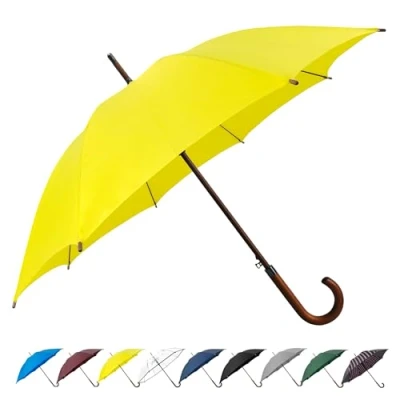 Afbeelding van SoulRain 48&quot; Arc Classic Houten Handvat Paraplu Auto Open Winddicht Clear Onbreekbare Stok Regen (Geel)