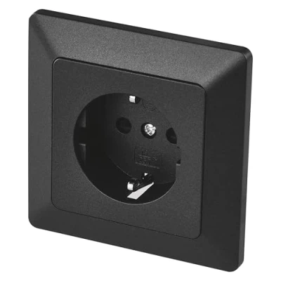 Afbeelding van emos A6002.2 Schuko contactdoos met kinderbeveiliging en zijdelingse beschermingscontact voor inbouwmontage, enkele incl. binnenleven, 250 V /16 A max.,beige