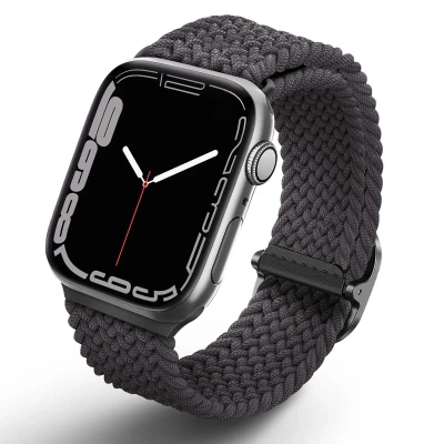 Afbeelding van Apple Watch bandje Polyester Grijs Geschikt voor 1 9 / SE Ultra (2)