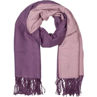 Afbeelding van styleBREAKER Dames sjaal in luxe 2 face look met franjes, kleuren, omkeerbare sjaal, warme winter stola meerkleurig 01017137, Paars Lila, Eén Maat