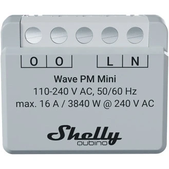 Afbeelding van Shelly Qubino wave PM Mini Z vermogensmeter, 1 kanaal 16 A met domotica iOS Android app laag stroomverbruik hoge compatibiliteit