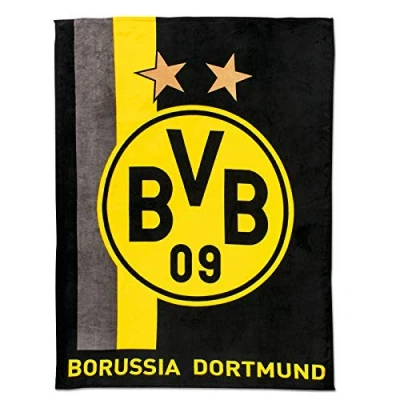 Afbeelding van BVB fleecedeken met strepenpatroon, polyester, zwart/geel, 200 x 150 1 cm