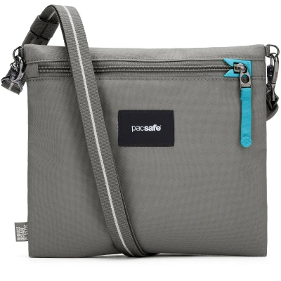Afbeelding van Pacsafe GO Crossbody Pouch 3.5 L RFID blokkerend Anti diefstal Tas Waterafstotend Beveiligde Festival Reistas Schoudertas Turn &amp; Lock Security Hooks Veelzijdige Opbergtas Gerecycled Polyester Grijs