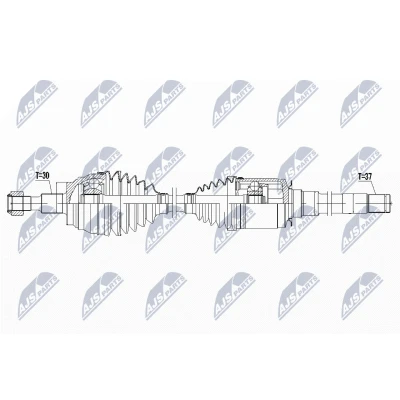 Afbeelding van NTY NPW ME 052 Aandrijfas Vooras rechts, Vooras, rechts 1017mm Automatische versnellingsbak MERCEDES BENZ: R Klasse (W251