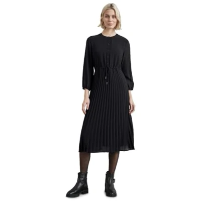 Afbeelding van Party Plissé Jurk Midi Solid, zwart, 38