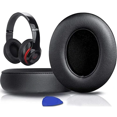 Afbeelding van SoloWIT® Oorkussens Vervanging voor Beats Studio 3 &amp; 2 Draadloze Bedrade Over ear Koptelefoon met Zacht Eiwit Leer/Sterke Plakband Earpads en Cushions