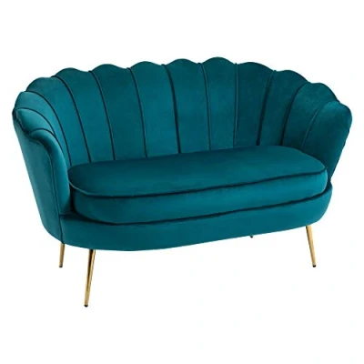 Afbeelding van HOMCOM Sofa 2 Sitzer Couch mit Armlehne Dick Gepolstert Polstersofa Modern Doppelsofa Samtoptik für Wohnzimmer Schlafzimmer, 130 x 77 cm, Dunkelgrün