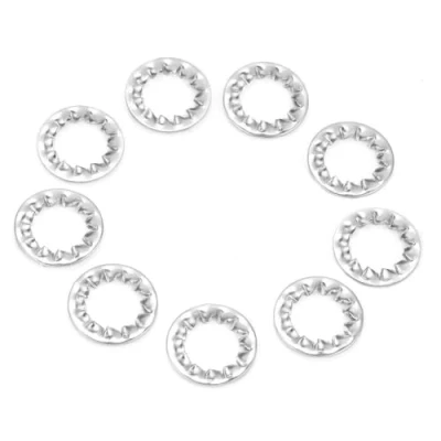 Afbeelding van Garosa RVS gekartelde Lock Washer Externe Tandenwasmachines Assortiment Set M3 M4 M5 M6 M8 M10 M12 M16