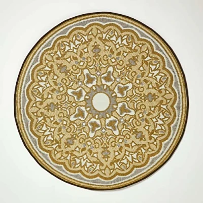 Afbeelding van Homescapes Rae rond buitenkleed 180 cm grijsbeige patroon