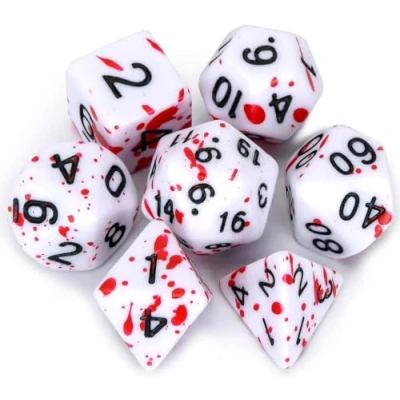 Afbeelding van FLASHOWL DnD dobbelstenen Set met onregelmatige spray Rood stip Veelvlakkige rollenspel Gaming D20 Dice Dungeons and Dragons van 7 (Rood)