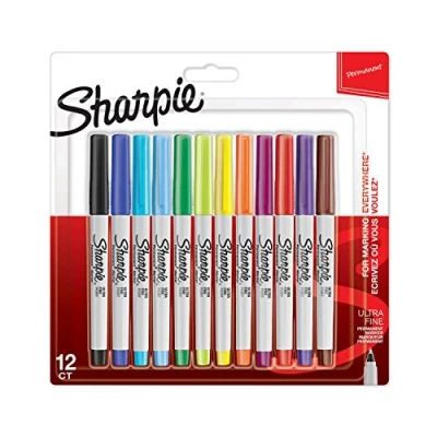 Afbeelding van Sharpie Permanent marker met ultrafijne punt, verpakking van 12 stuks, gesorteerd op kleur