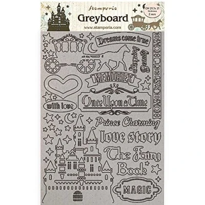 Afbeelding van Stamperia Greyboard A4 Sleeping Beauty Castle (KLSPDA431) (DISCONTINUED)