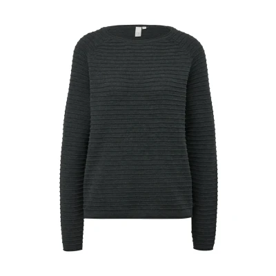Afbeelding van QS MIT Strukturmuster Trui, Dames, Maat: Medium, Schwarz