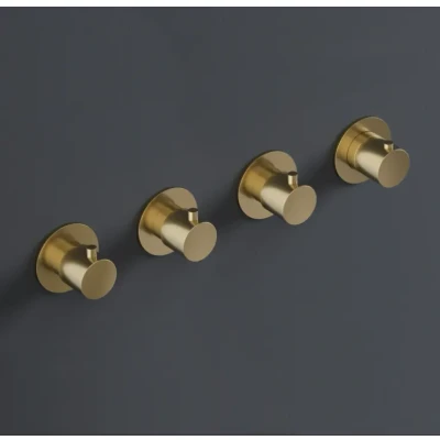 Afbeelding van HotBath Cobber Afbouwdeel Inbouw douche thermostaat met 3 stopkranen horizontaal en verticaal te monteren Geborsteld Messing CB7070EXTBB