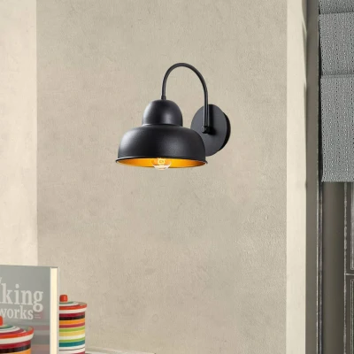 Afbeelding van Bacchio dubbele zwanenhals koepel wandlamp 20 x 27 24 cm Metaal Zwart Menzzo