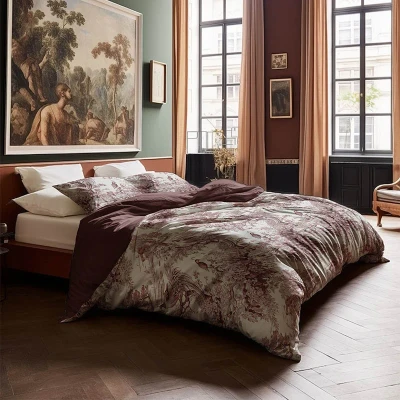 Afbeelding van Dekbedovertrek Reverie Burgundy 2 persoons (200x250 cm) Katoen Presence Ga naar Dekbed Discounter.nl &amp; Profiteer Nu