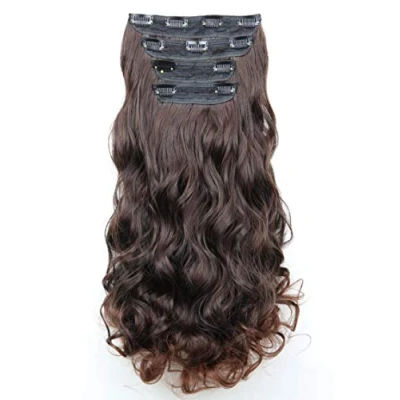 Afbeelding van CAISHA XXL 4 Delige Set Clip In Extensions Haarverlenging Haarstukje Volumineus Golvend Donkerbruin CES309 1