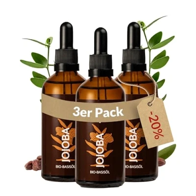 Afbeelding van Heldengrün® Biologische jojoba olie, gecertificeerde natuurlijke cosmetica voor gezicht, haren en nagels, 100% pure gezichtsolie olie 3 x 100 ml