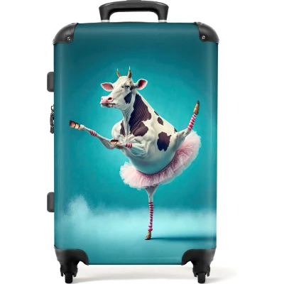 Afbeelding van NoBoringSuitcases.com Grote koffer Blauwe kinderkoffer meisjes Reiskoffer met 4 wielen Trolley op wieltjes 60 liter Rolkoffer groot kinderen Ruimbagage valies 20kg Suitcase large Bagagetrolley hardcase Reisbagage middelmaat tsa slot