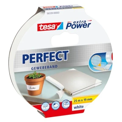 Afbeelding van tesa PERFECT 56339 00003 01 Textieltape extra Power Wit (l x b) 25 m 19 mm 1 stuk(s)