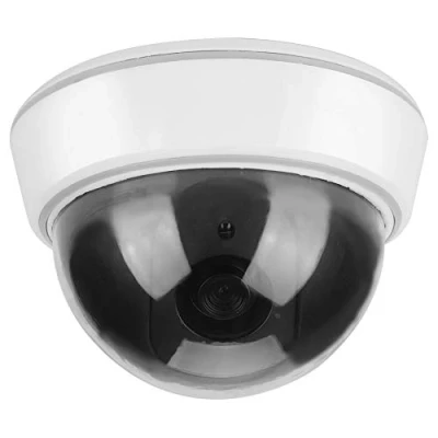 Afbeelding van Dummy bewakingscamera, namaakkoepelvormige home security bewakingscamera met gesimuleerde rode knipperende IR lampen, voor binnen en buiten, huis bedrijf