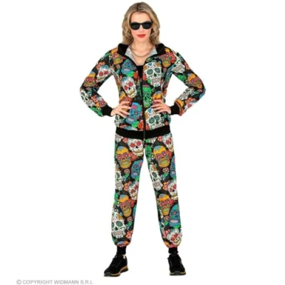 Afbeelding van Widmann Spaans &amp; Mexicaans Kostuum Spel Der Doden Retro Trainingspak Multicolor Medium Halloween Verkleedkleding