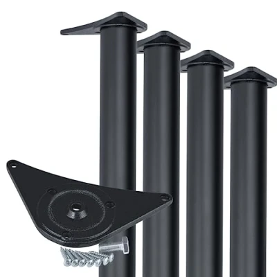 Afbeelding van Gedotec H1712 meubelpoten, matzwart, in hoogte verstelbaar, metalen tafelpoten, 710 mm, diameter 60 steunpoten voor zware werkbladen, set van 4, design verstelbare poten inclusief schroeven.