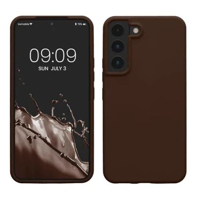 Afbeelding van kwmobile telefoonhoesje geschikt voor Samsung Galaxy S22 Hoesje met siliconen coating Smartphone case in chocoladebruin