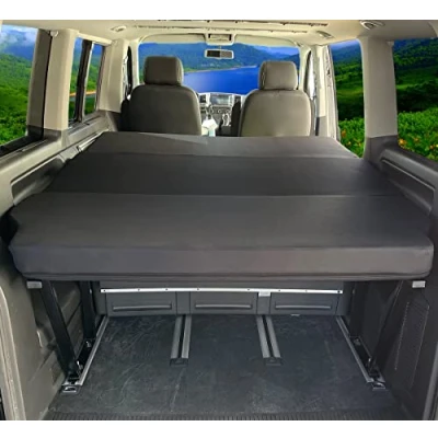 Afbeelding van BREMER SITZBEZÜGE Opvouwbaar matras compatibel met VW T5, T6, T6.1, Transporter Caravelle, vouwmatras, camping accessoires, camper matras, slaapmat TSP