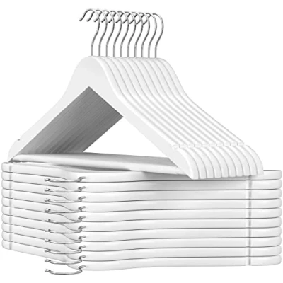 Afbeelding van Relaxwonen kledinghanger 20 stuks klerenhanger kleerhanger broekenstang hout wit