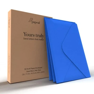 Afbeelding van Kraftpapier enveloppen 50 stuks blauw