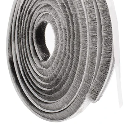 Afbeelding van TRIXES Tochtstrip deurborstel afdichting weerstrip voor schuifdeuren ramen winddicht stofdicht zelfklevende isolerende deurafdichting hoge dichtheid grijs 5 m 0,9 cm breed