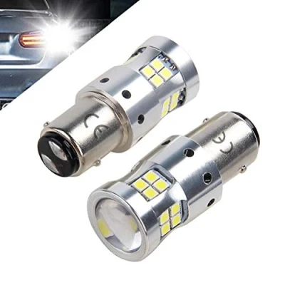 Afbeelding van 1157 P21/5W Bay15d 12V 24V 30V ledlampen voor auto en motorfiets 1300 lm, met lens, 6000 K, wit, remlichten, achterlichten, dagrijverlichting enz. (Set van 2 stuks)