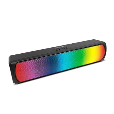 Afbeelding van KROM K POP Soundbar 2x3 RMS, stereogeluid, Bluetooth, TF kaartslot, RGB LED, USB, extra aansluiting 3,5 mm jack, afmetingen 280 x 59 60 mm, kleur zwart
