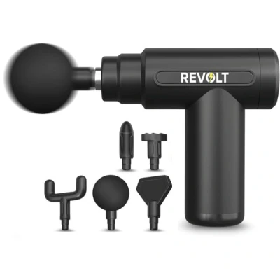 Afbeelding van Revolt Mini Massage Gun Inclusief 5 Opzetstukken Adapter 6 Snelheidsstanden Spierherstel &amp; Spierontspanning