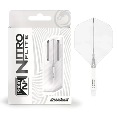 Afbeelding van RED DRAGON Nitro Flite Integrated Flight &amp; Shaft System, nr. 2 vorm en design, wit heldere kleur, korte lengte