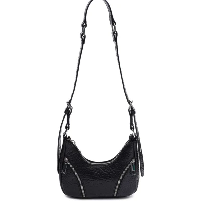 Afbeelding van Nunoo Palma schoudertas Gielen Lederwaren Gratis bezorging! Black zipper