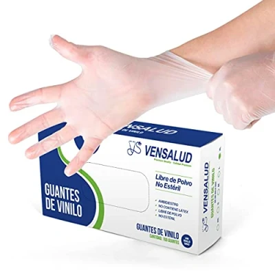Afbeelding van VENSALUD Wegwerp VINYL Handschoenen Poedervrij Resistent Voor laboratoria, sanitair, keuken, tattoo studio&#039;s, veterinaire, schoonmaak Latex Free 100 stuks Semi White Maat XL