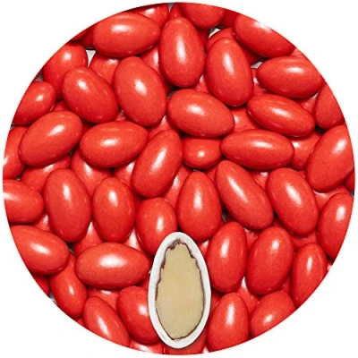 Afbeelding van EinsSein 0,5kg Suiker amandelen bruiloft Colorato rood glans suikerbonen wit bruitssuiker dragees confetti kleuren pure omhuld coating suikerlaagje boontjes geboorte communie candy bar candybar