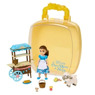 Afbeelding van Disney Store Officiële Disney&#039;s Once Upon a Story Belle Mini Poppen Speelset, en het Beest, 9 St., Speelfiguur Set met Accessoires, Inclusief Voedselkar Geschikt voor Kinderen vanaf 3 Jaar