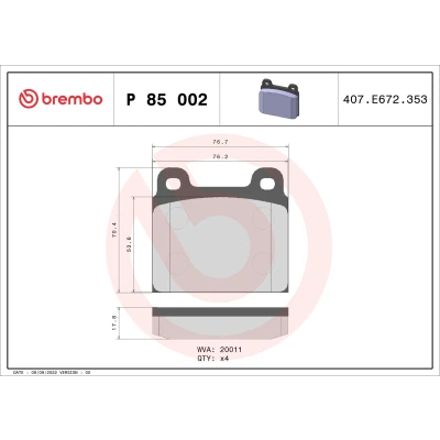 Afbeelding van Brembo Remblokset P 85 002