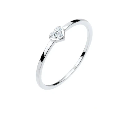 Afbeelding van Elli DIAMONDS Dames eenzaam hart symbool met diamant (0.04 ct.) in 925 sterling zilver
