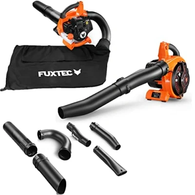 Afbeelding van FUXTEC Benzine Bladblazer/Bladzuiger 4in1 blaas zuig versnipper functie en opvangzak, 26cc, 0,7kW, 2 takt motor, incl. blaaspijpen (recht geband), 71m/s luchtsnelheid FX LBS126