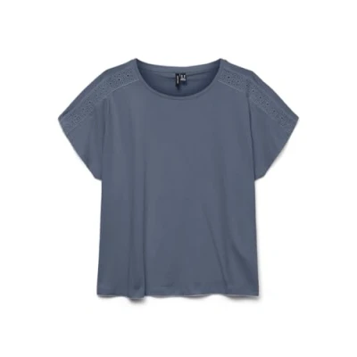 Afbeelding van Vero Moda Vmemily Ss Lace Tape Top JRS Ga Noos, China blue, XS