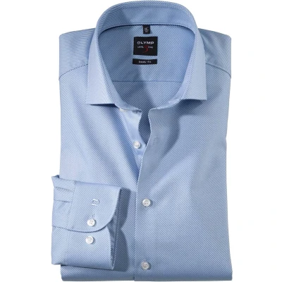 Afbeelding van OLYMP Level 5 body fit overhemd lichtblauw diamant twill Strijkvriendelijk Boordmaat: 45