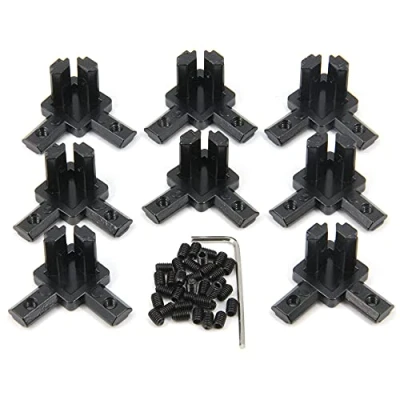 Afbeelding van Befenybay 8 stuks zwarte 3 weg eindhoek beugel connector met schroeven voor 6 mm T sleuf aluminium extrusieprofiel 2020 serie (2020s zwart)
